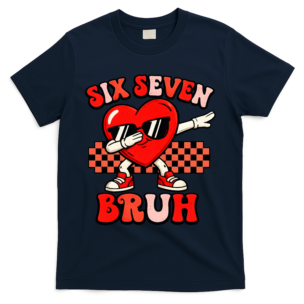 Six Seven 67 Meme Cool Valentine’s Day 6-7 T-Shirt - Navy