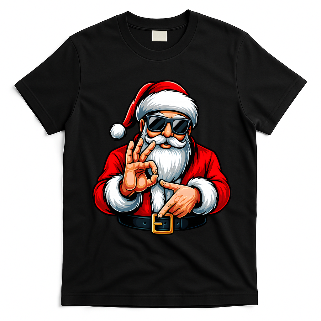 Six Seven 6 7 Meme Santa Christmas T-Shirt - Black