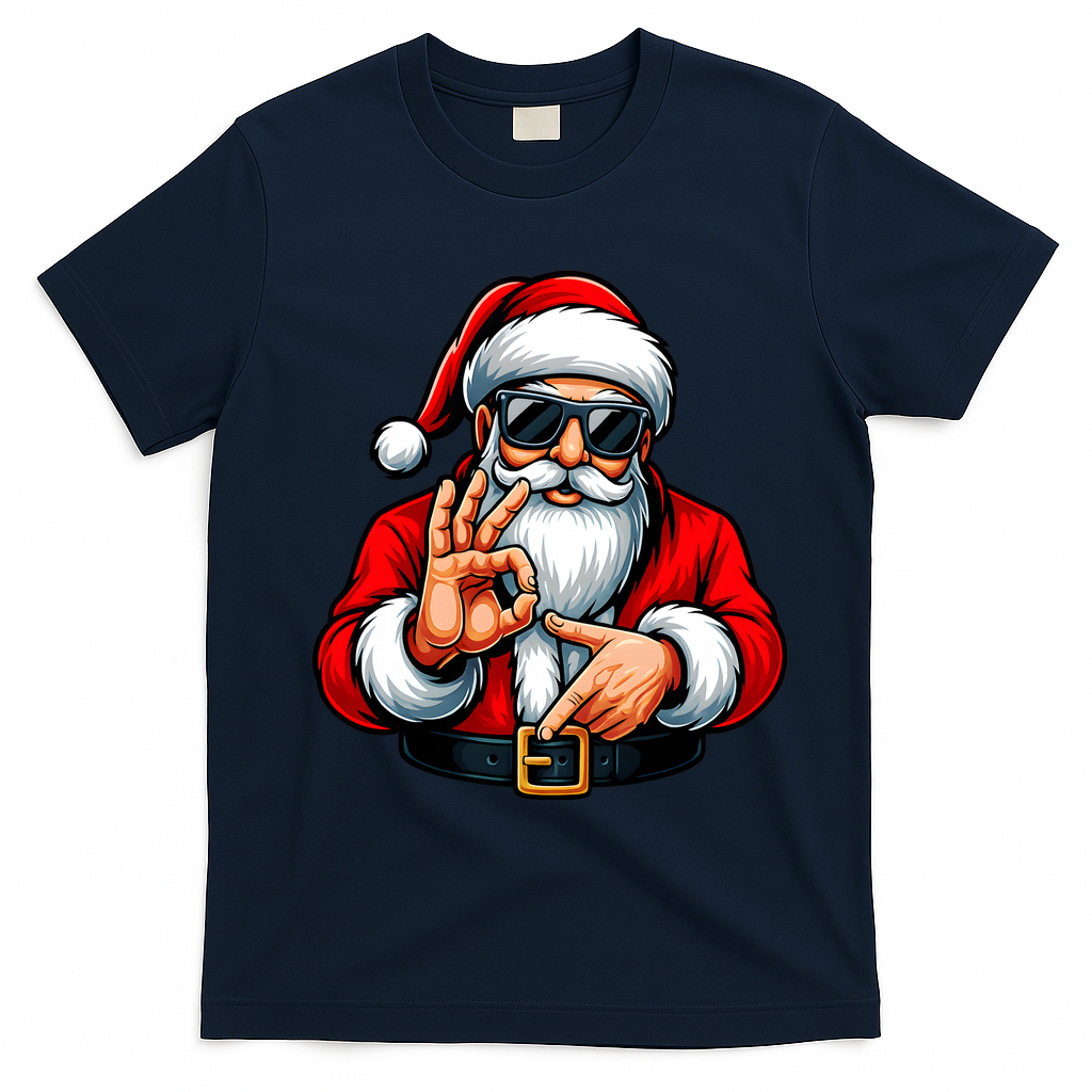 Six Seven 6 7 Meme Santa Christmas T-Shirt - Navy Blue