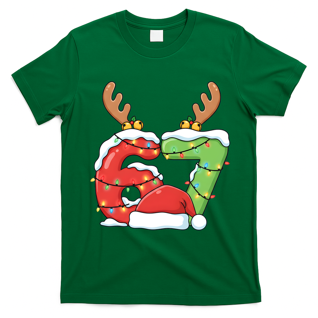 Six Seven 67 Funny Teacher Christmas T-Shirt - Irish Green