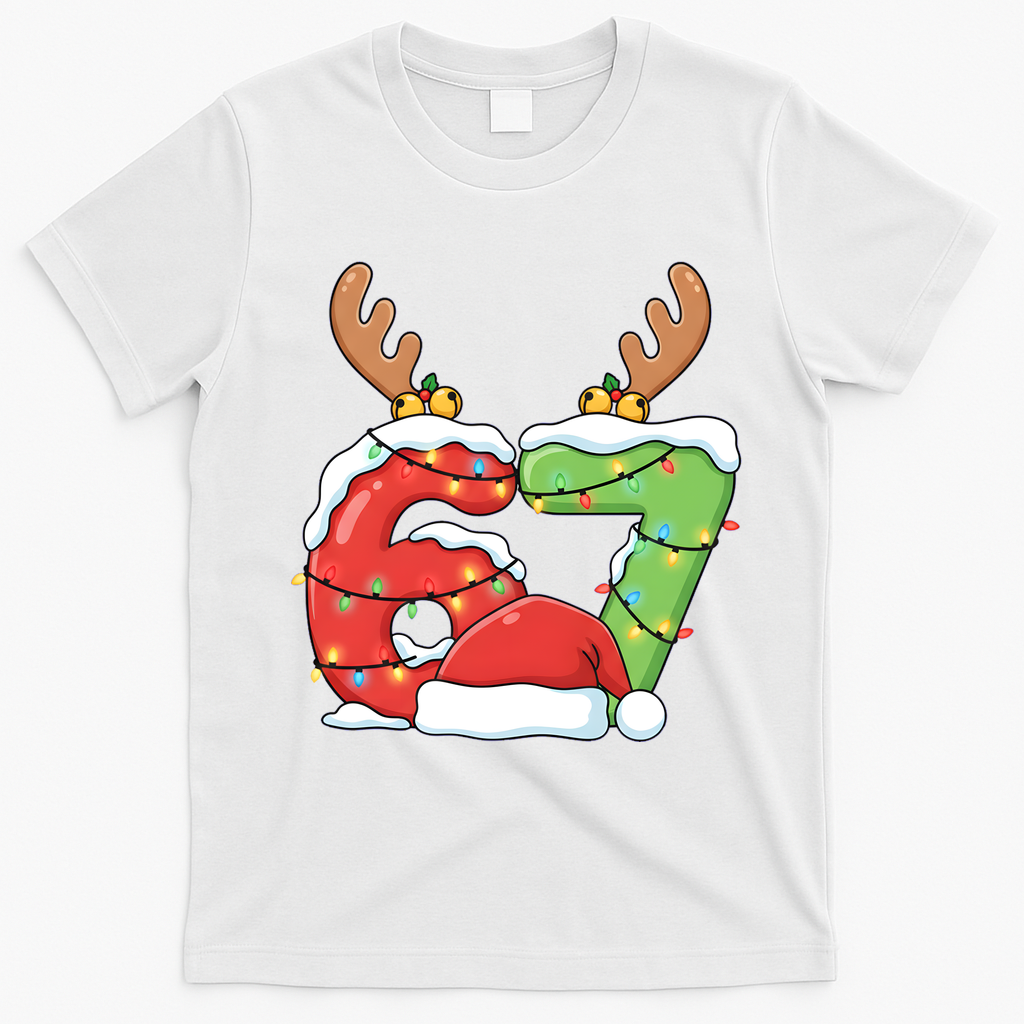 Six Seven 67 Funny Teacher Christmas T-Shirt - White