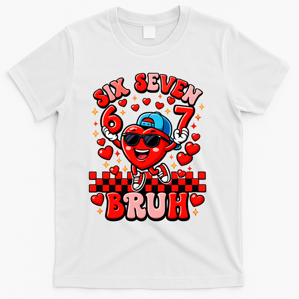Six Seven 67 Meme Cool 6-7 Valentines Day T-Shirt - White