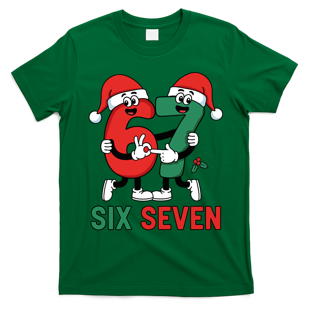 Six Seven 6-7 67 Christmas Funny Cute T-Shirt - Irish Green