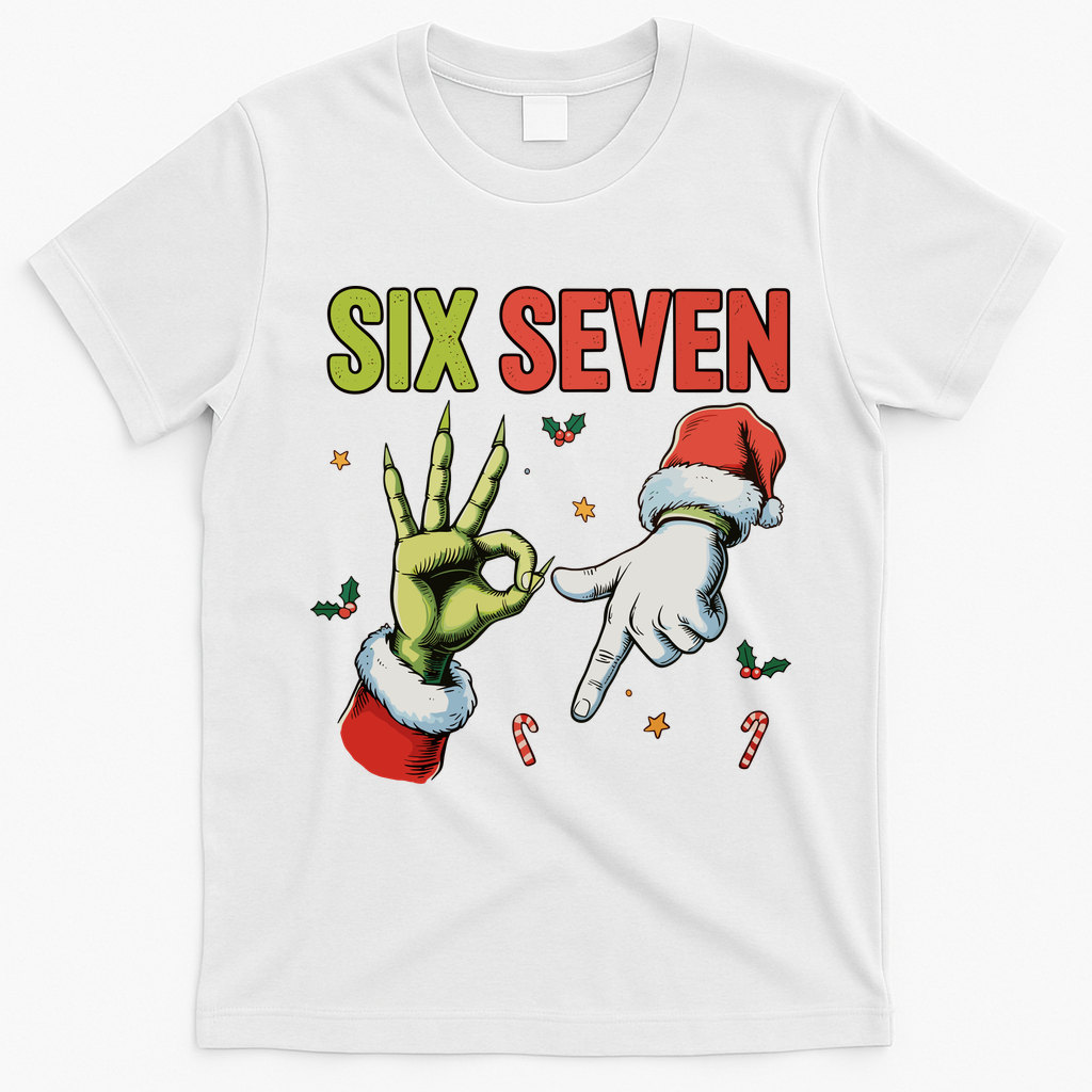 Six Seven 6 7 67 Meme Christmas Xmas Funny T-Shirt - White