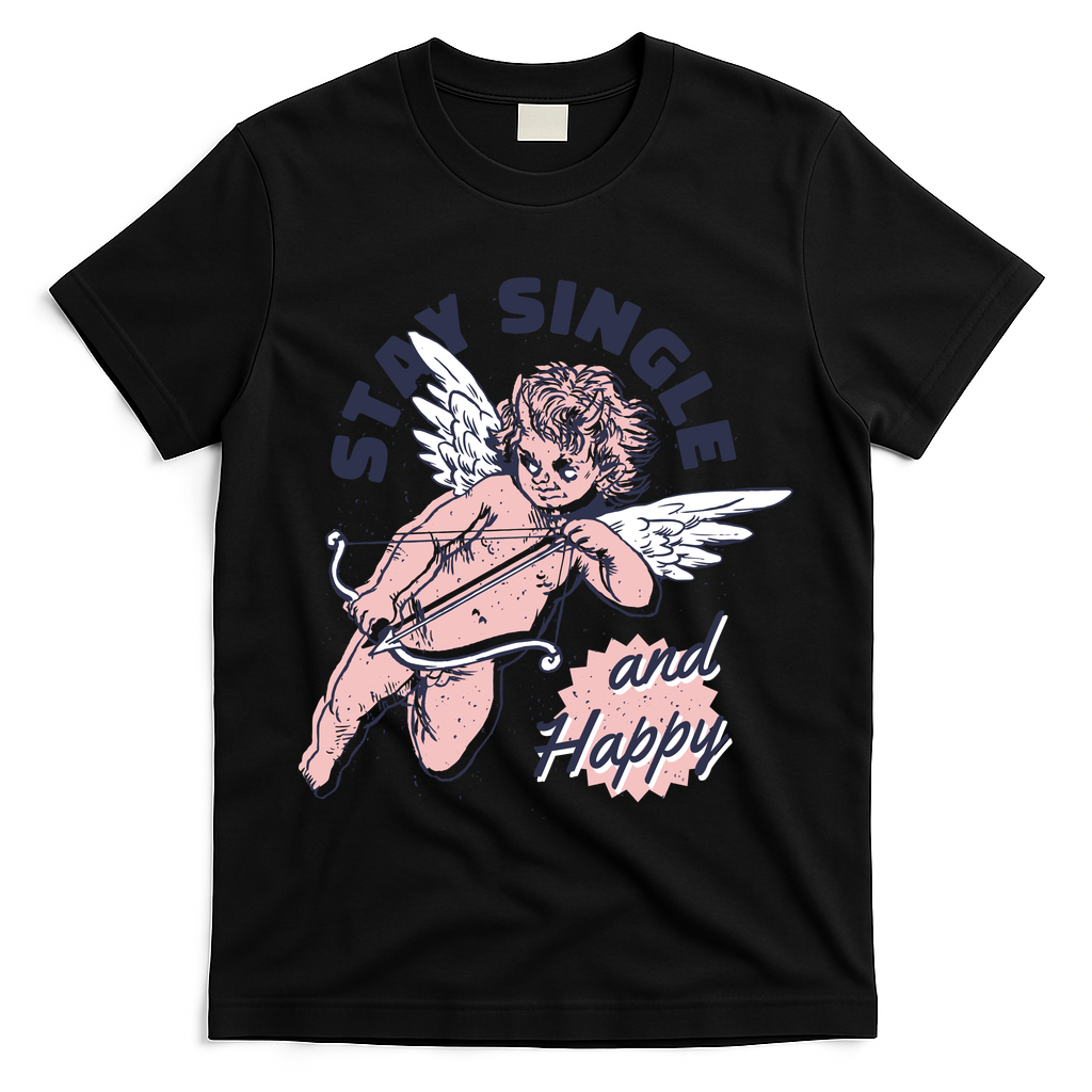Stay Single And Happy Anti Valentines Day Cupid T-Shirt