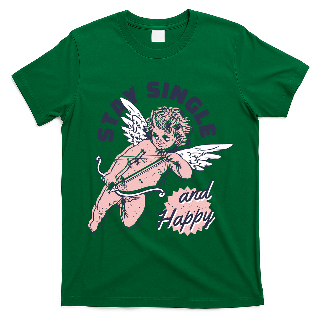 Stay Single And Happy Anti Valentines Day Cupid T-Shirt