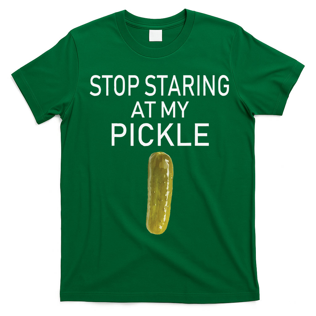 Stop Staring At My Pickle Dirty Halloween Costume Idea T-Shirt - Irish Green