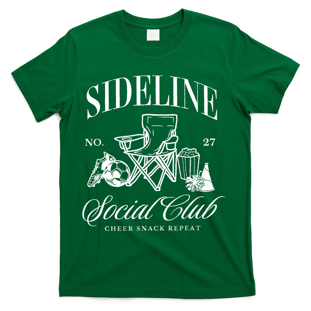 Sideline Social Club Soccer Mom Game Day Mothers Day T-Shirt - Green