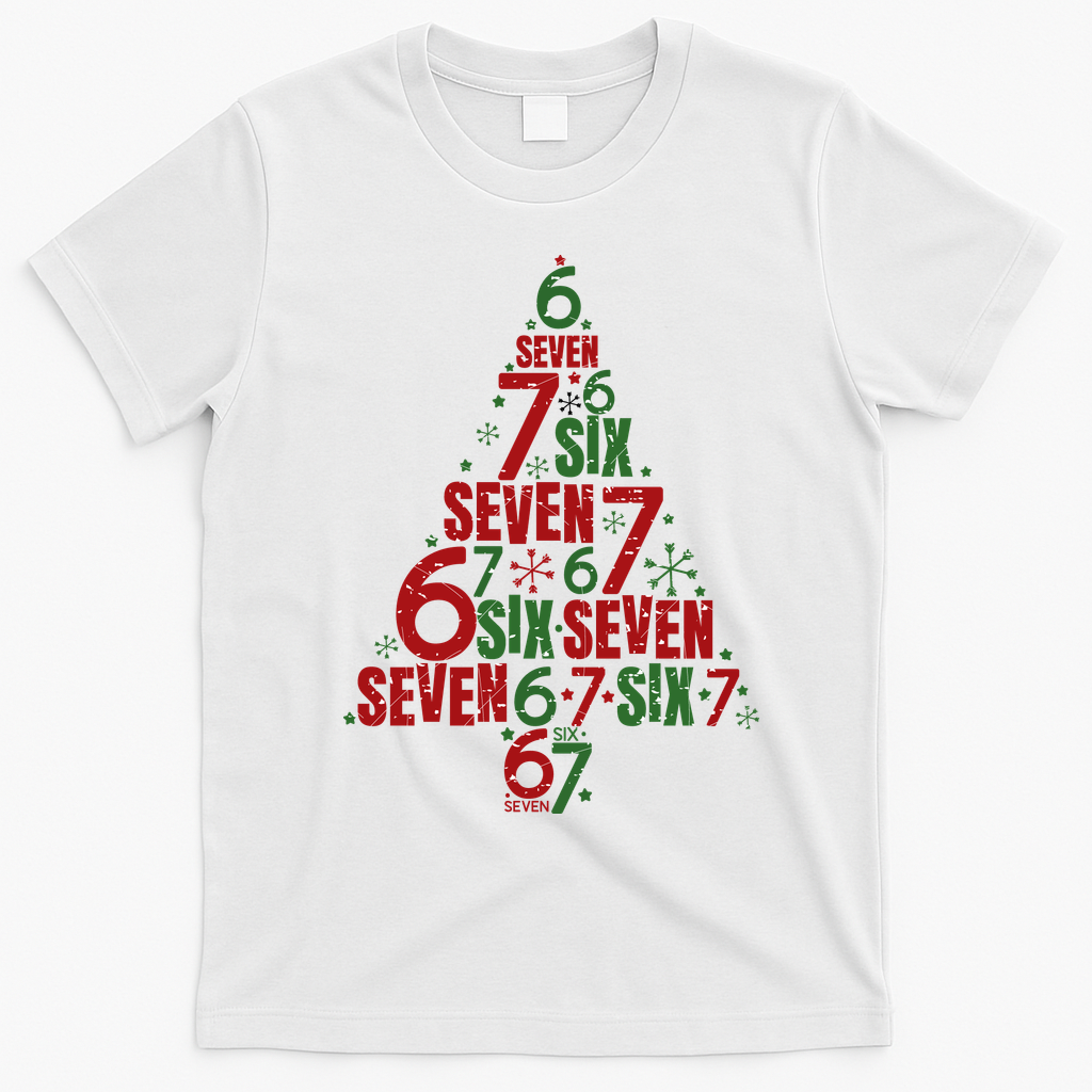 Six Seven Christmas Tree 67 Meme 6-7 T-Shirt - White