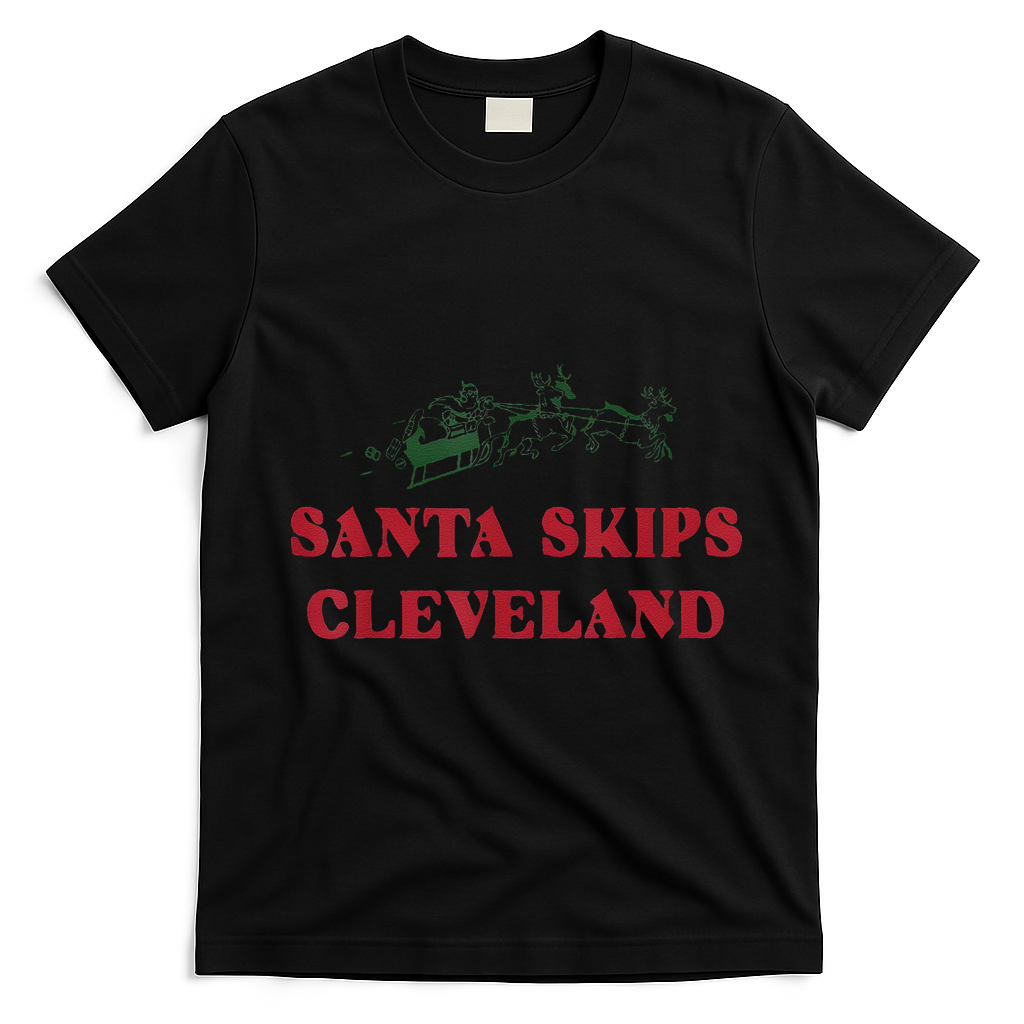 Santa Skips Cleveland T-Shirt - Black