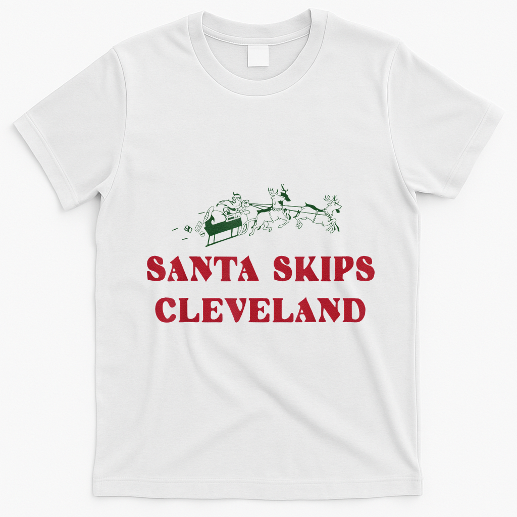 Santa Skips Cleveland T-Shirt - White