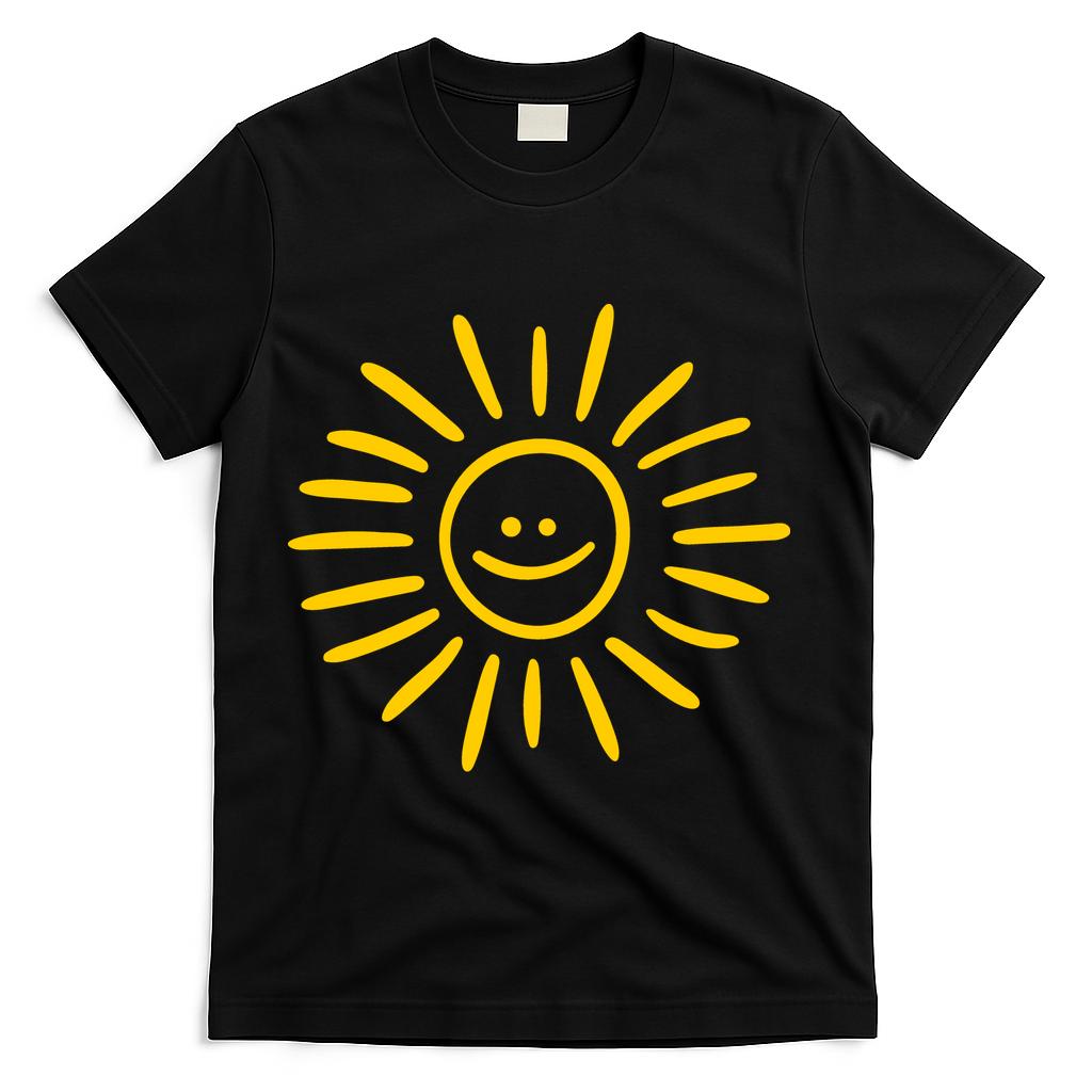Sunshine Smile Face Sun T-Shirt - Black