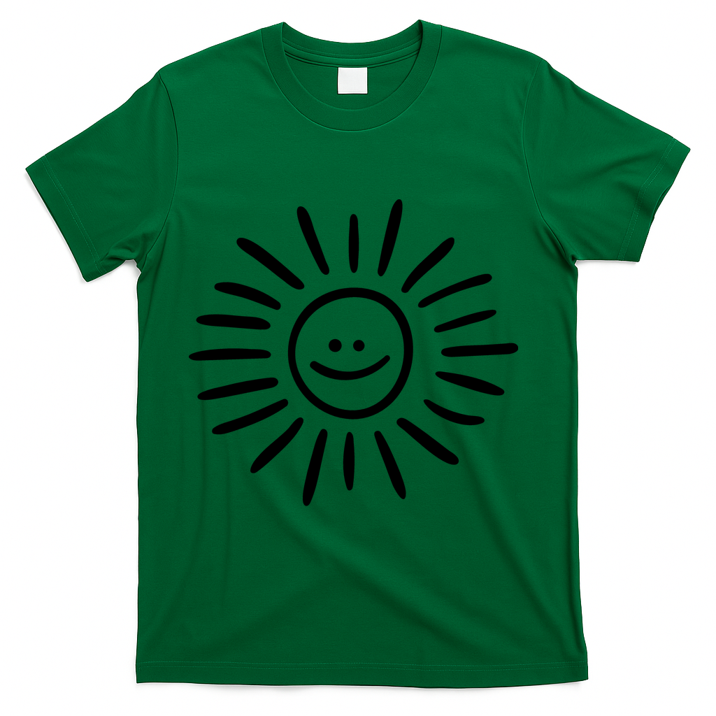 Sunshine Smile Face Sun T-Shirt - Green