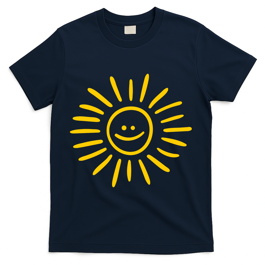 Sunshine Smile Face Sun T-Shirt - Navy