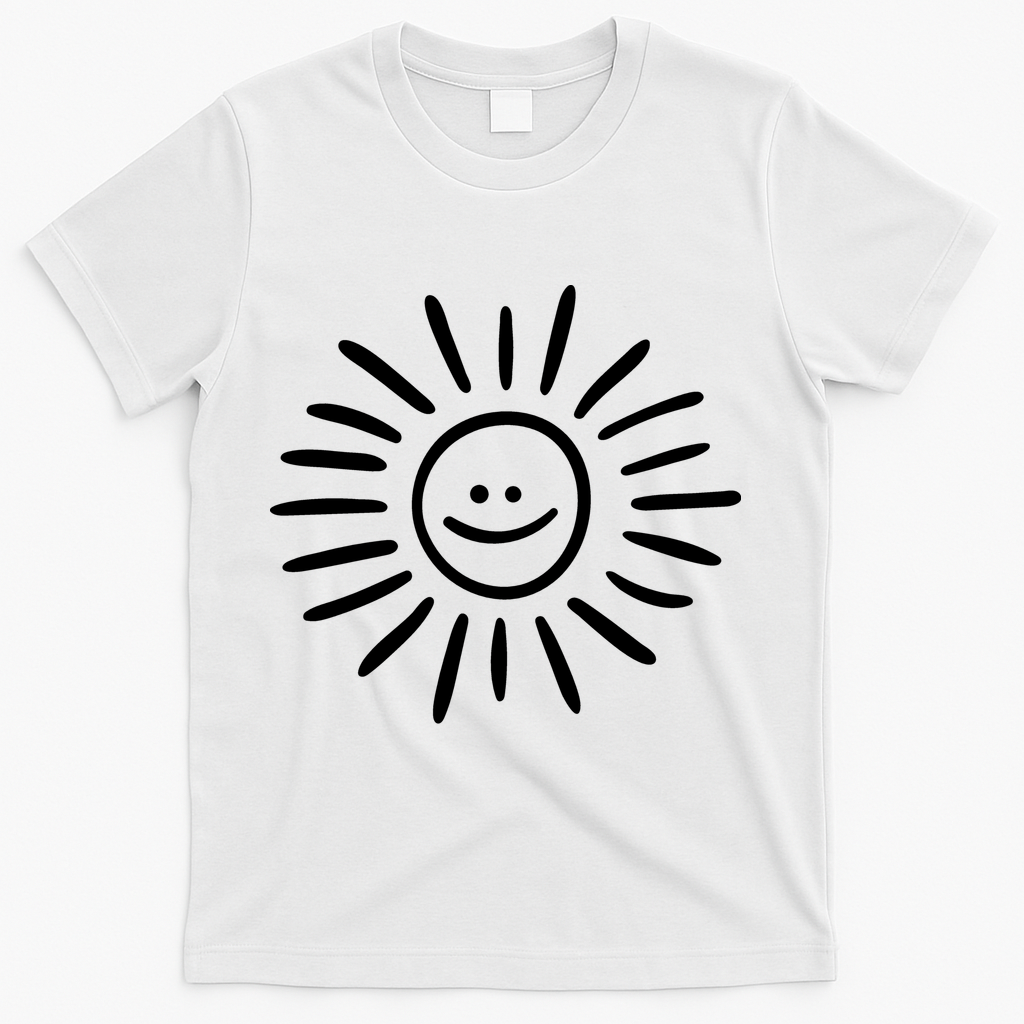 Sunshine Smile Face Sun T-Shirt - White