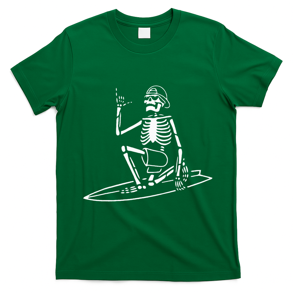 Skeleton Surfing Lazy Halloween Costume Skull Bones Surfer T-Shirt - Irish Green