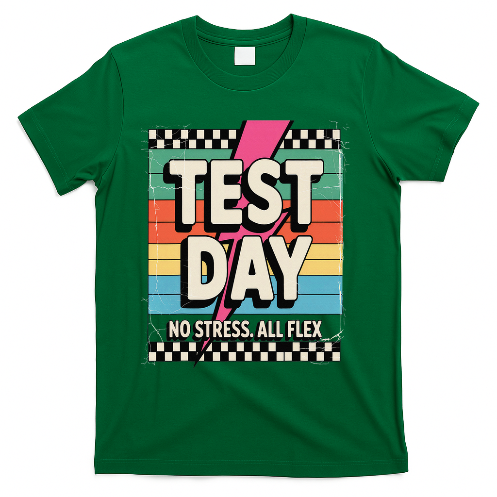 Staar State Test Teacher Testing Day No Stress All Flex T-Shirt - Green