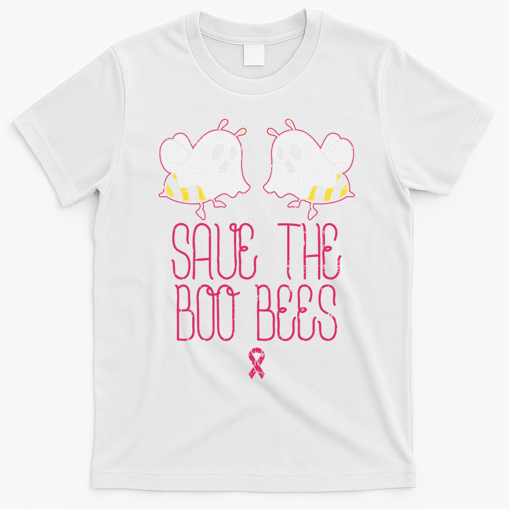 Save The Boobees Boo Bees Breast Cancer Halloween T-Shirt - White