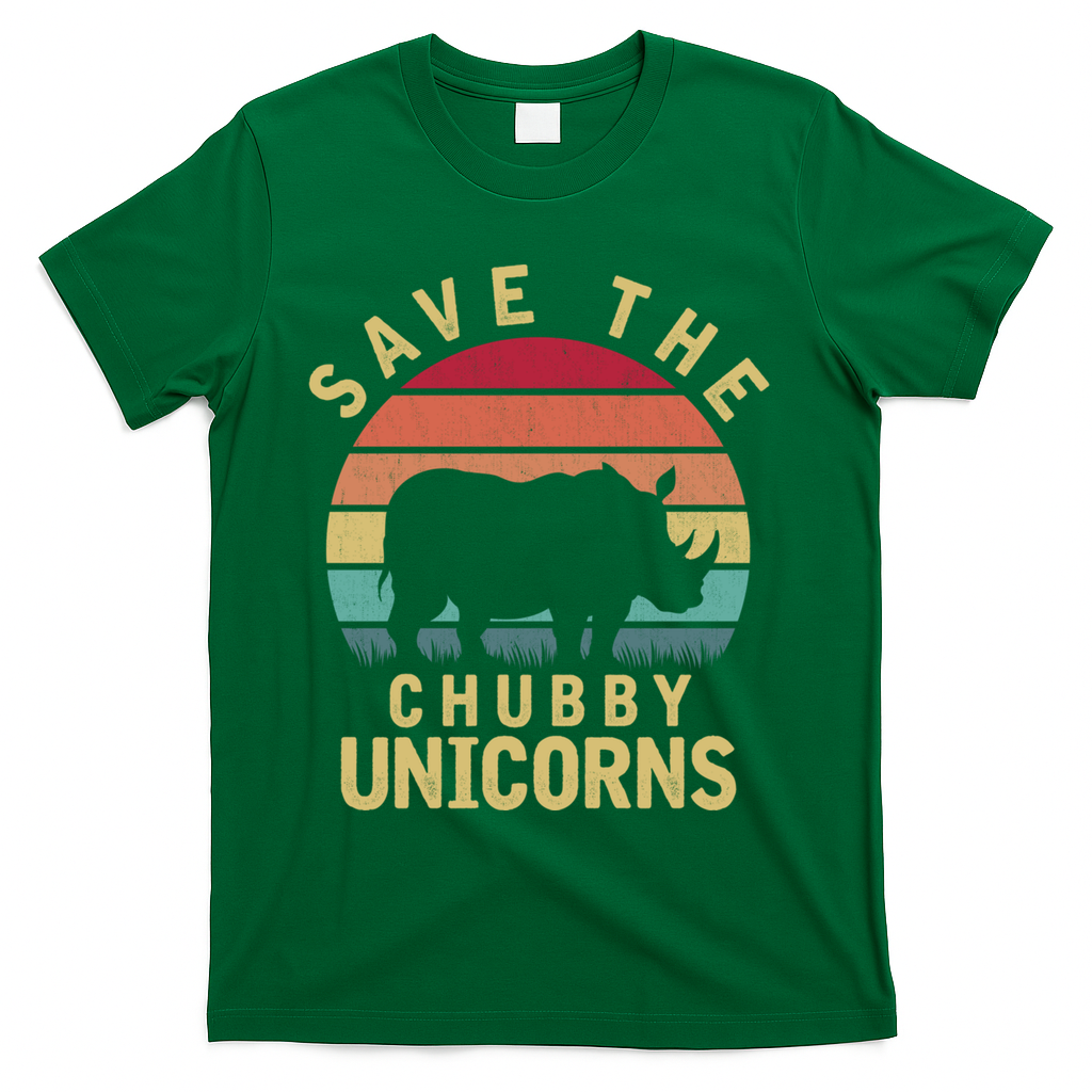 Save The Chubby Unicorn Rhino Cool Gift T-Shirt - Green