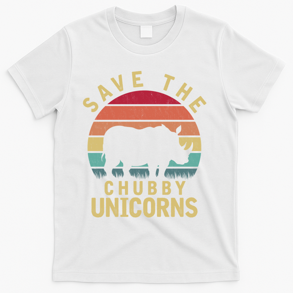 Save The Chubby Unicorn Rhino Cool Gift T-Shirt - White