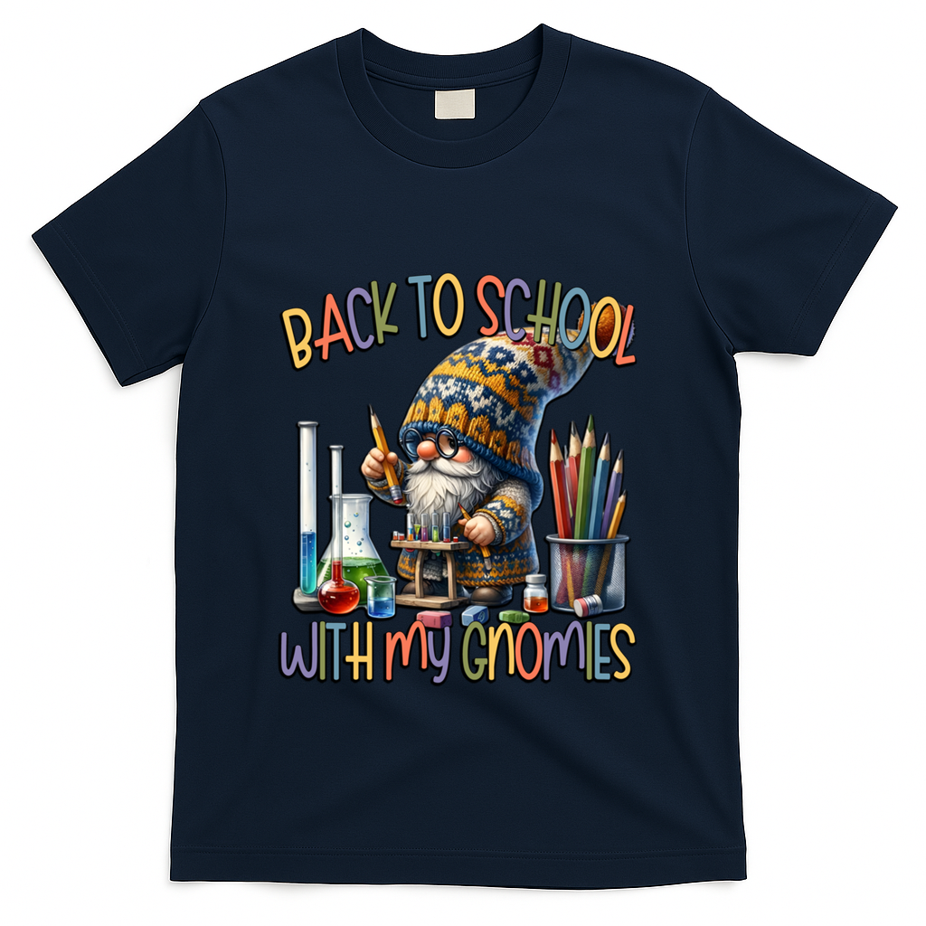 Science Teacher Chemistry Gnome Graphic Funny Back To School Gift T-Shirt - Navy