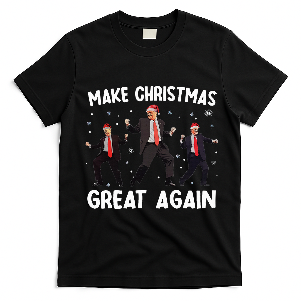 Santa Trump Dance Make Christmas Great Again Xmas Pajamas T-Shirt - Black