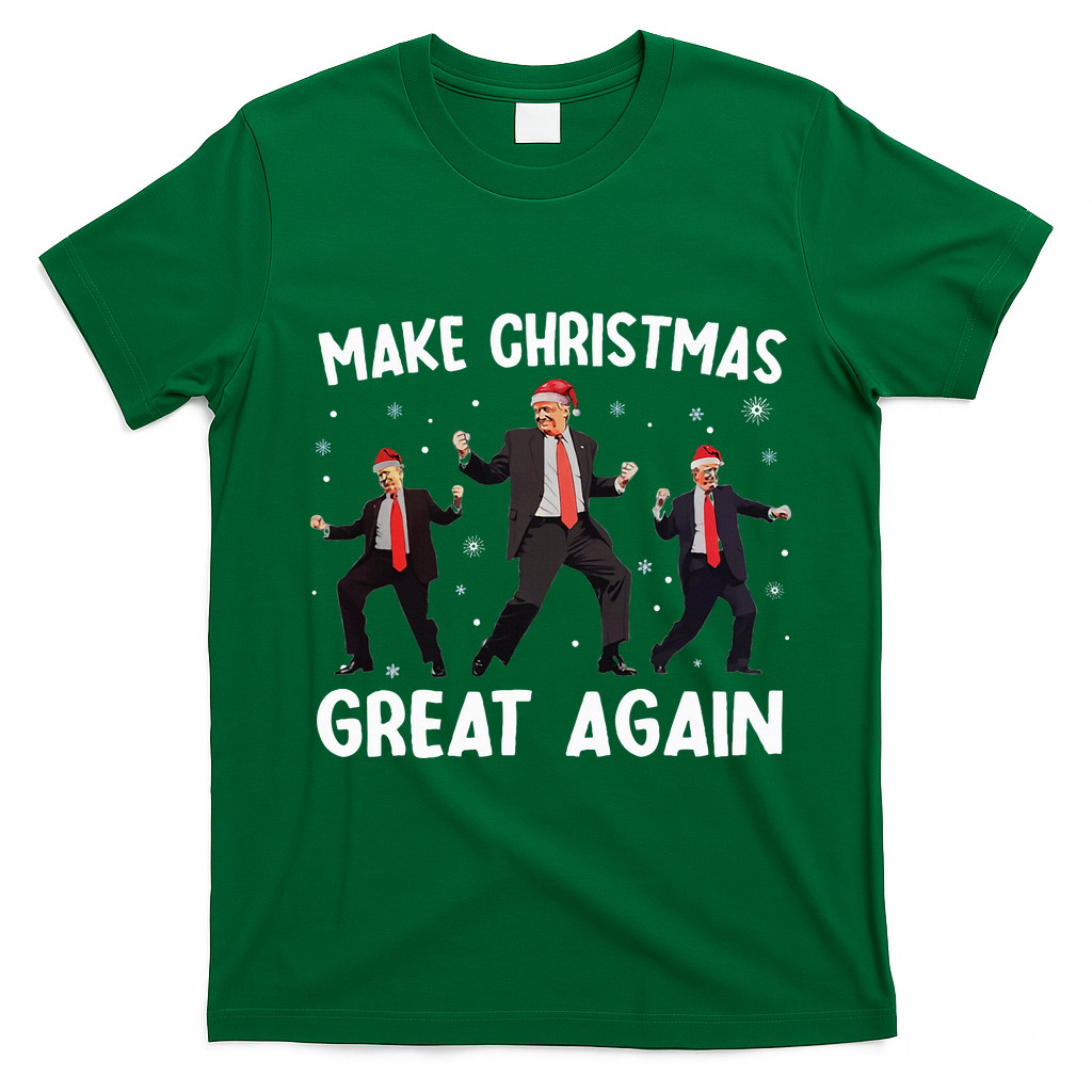 Santa Trump Dance Make Christmas Great Again Xmas Pajamas T-Shirt - Irish Green