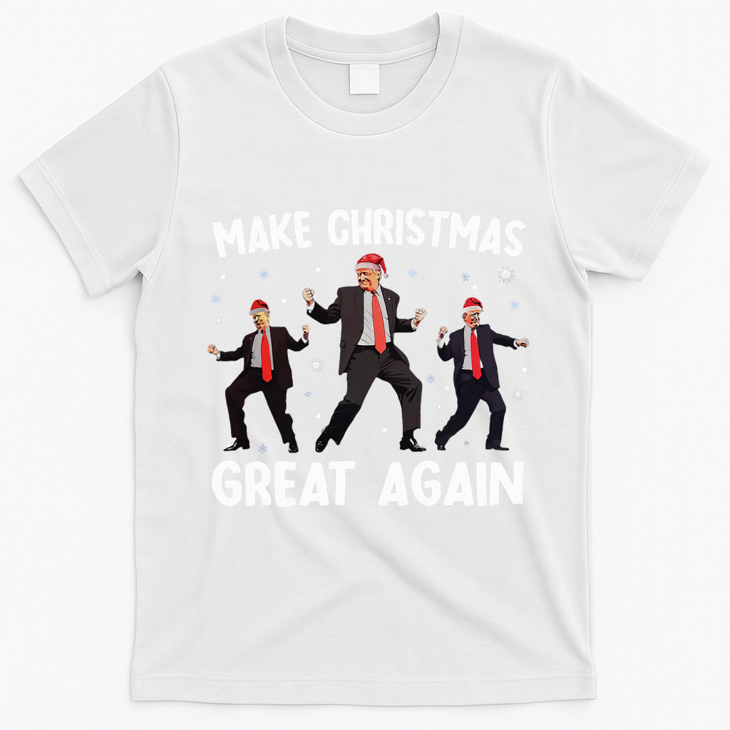 Santa Trump Dance Make Christmas Great Again Xmas Pajamas T-Shirt - White