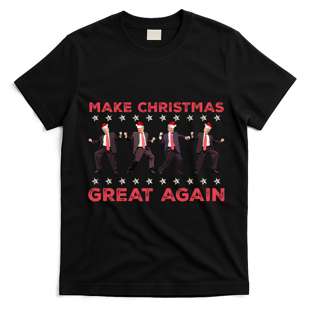 Santa Trump Dance Make Christmas Great Again Xmas Pajamas Gift T-Shirt - Black