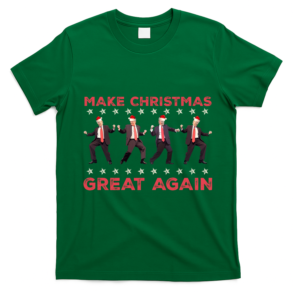 Santa Trump Dance Make Christmas Great Again Xmas Pajamas Gift T-Shirt - Irish Green
