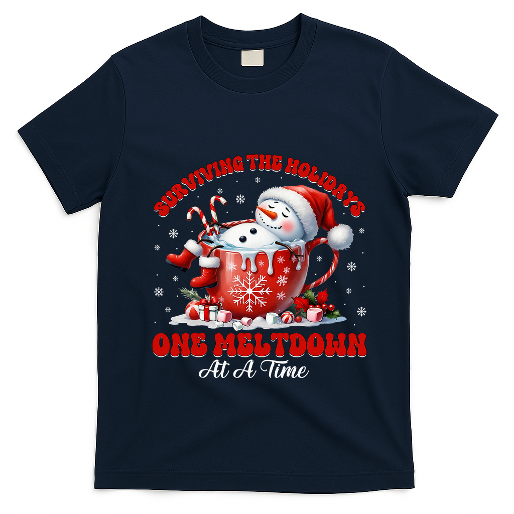 Surviving The Holidays One Meltdown T-Shirt - Navy Blue