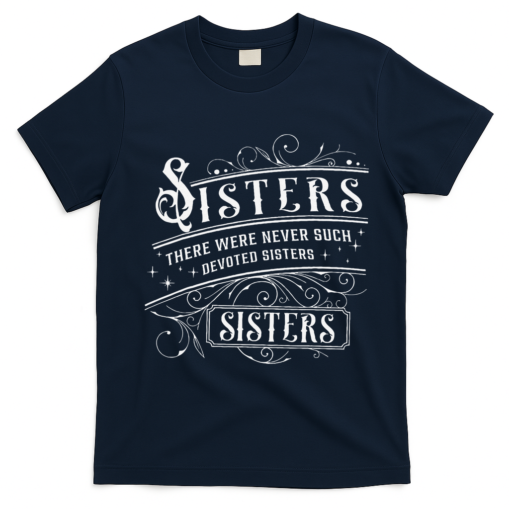 Sisters There Were Never Such Devoted Sisters Christmas T-Shirt - Navy Blue