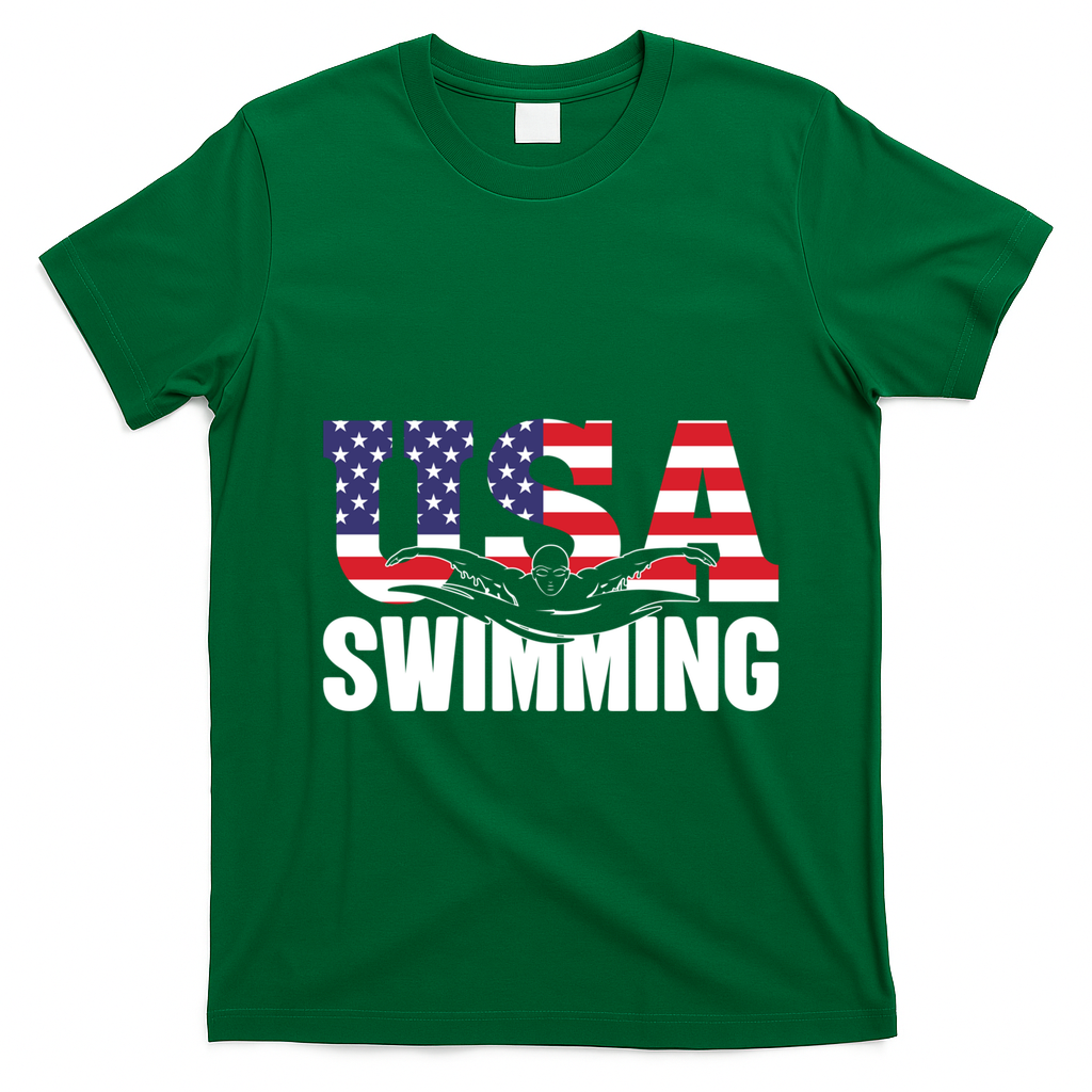 Swimming Us American Flag Water Swimmer And Swim Great Gift T-Shirt - Irish Green