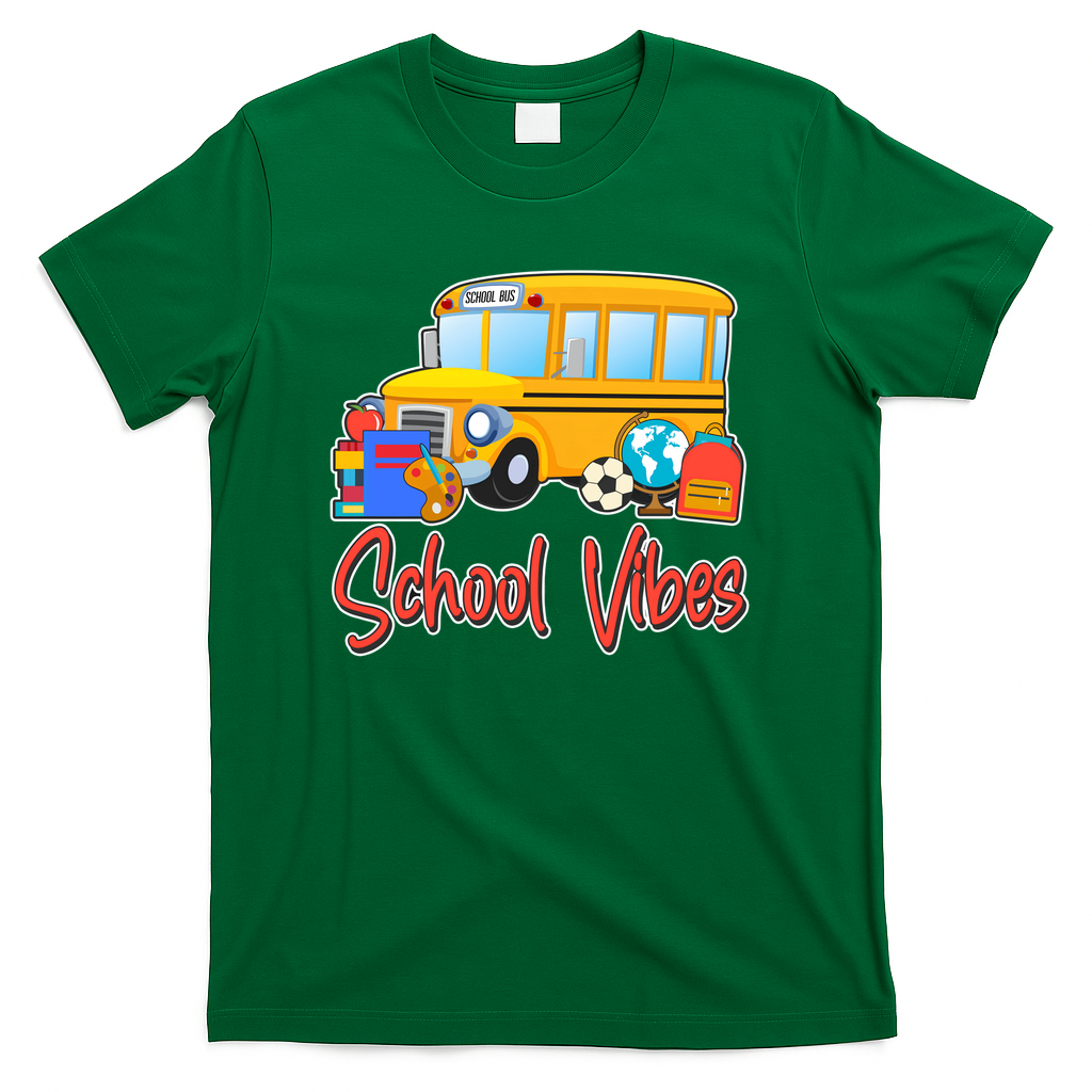 School Vibes Back to School T-Shirt - Green