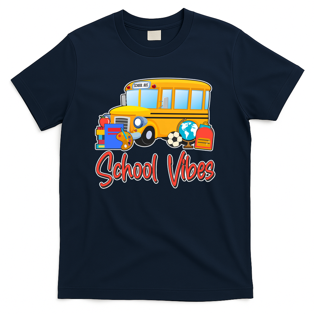 School Vibes Back to School T-Shirt - Navy