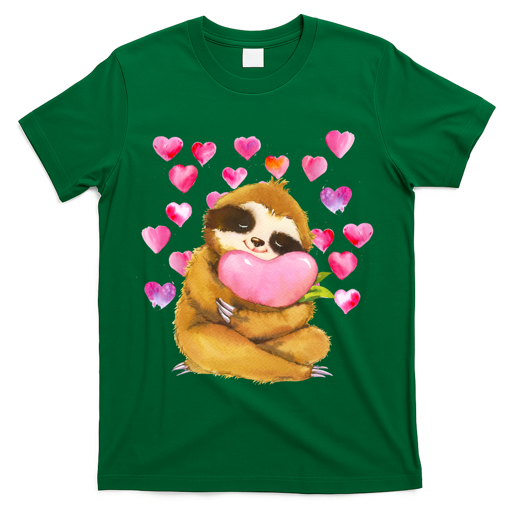 Sloth Valentine's Day Cute Sloth Hugging A Heart T-Shirt