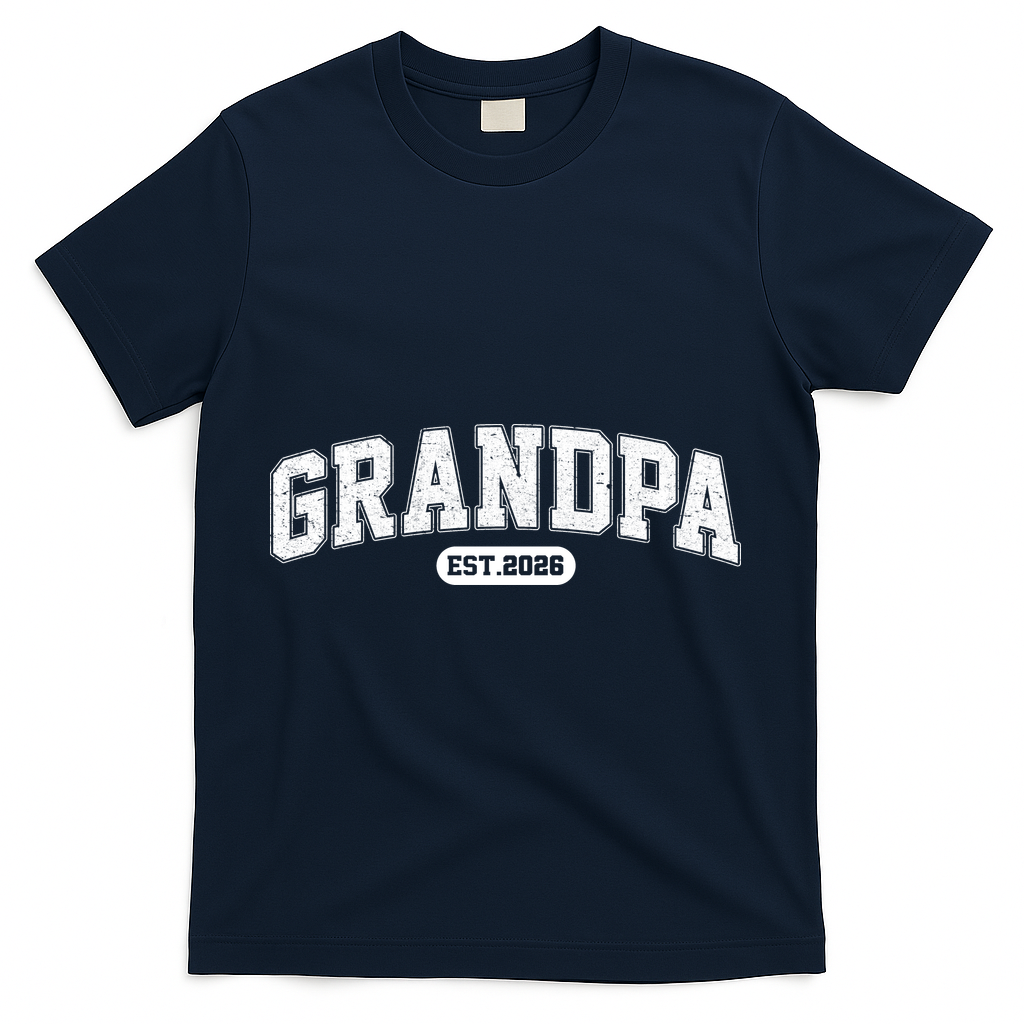 Sporty Varsity Grandpa EST 2026 T-Shirt - Navy