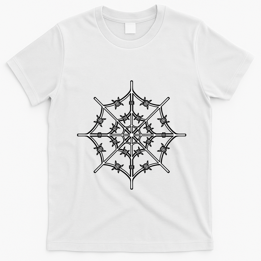 Spider Web Barbed Wire T-Shirt - White