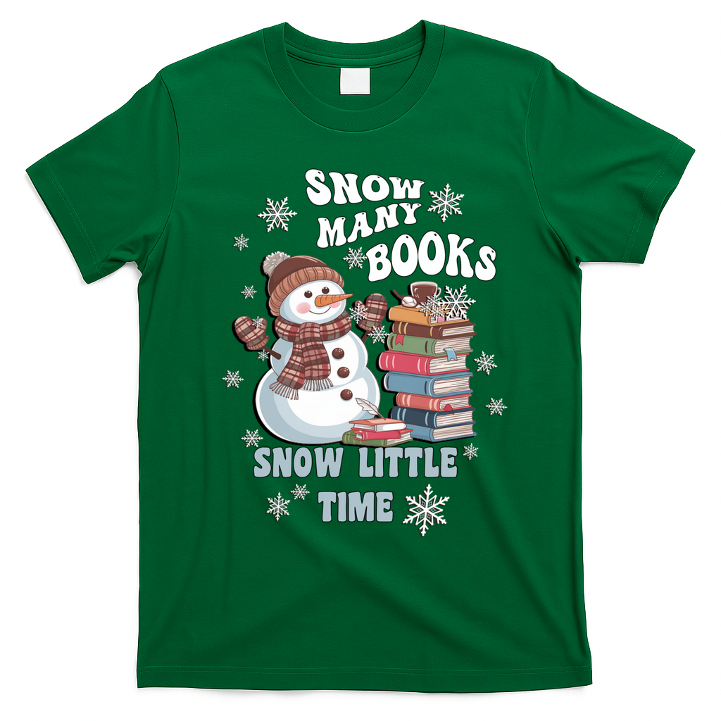 Snowflakes Wintertime Reading Snow Y Books Cute Snow Cute Gift T-Shirt - Irish Green