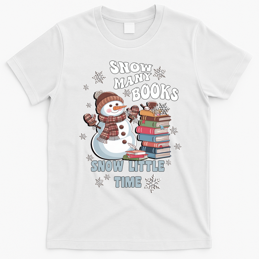 Snowflakes Wintertime Reading Snow Y Books Cute Snow Cute Gift T-Shirt - White