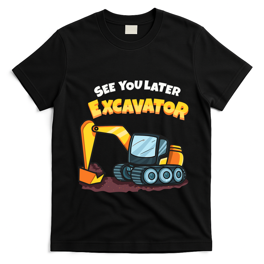 See You Later Excavator Heavy Equipment Digging Dozer Boy T-Shirt - Black