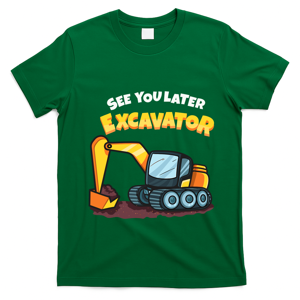 See You Later Excavator Heavy Equipment Digging Dozer Boy T-Shirt - Irish Green