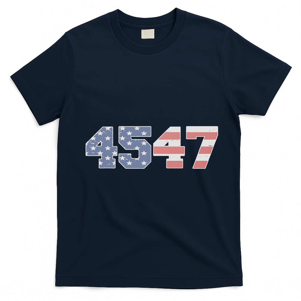 Trump 2024 45 47 American Flag 4547 Trump 2024 T-Shirt - Navy Blue