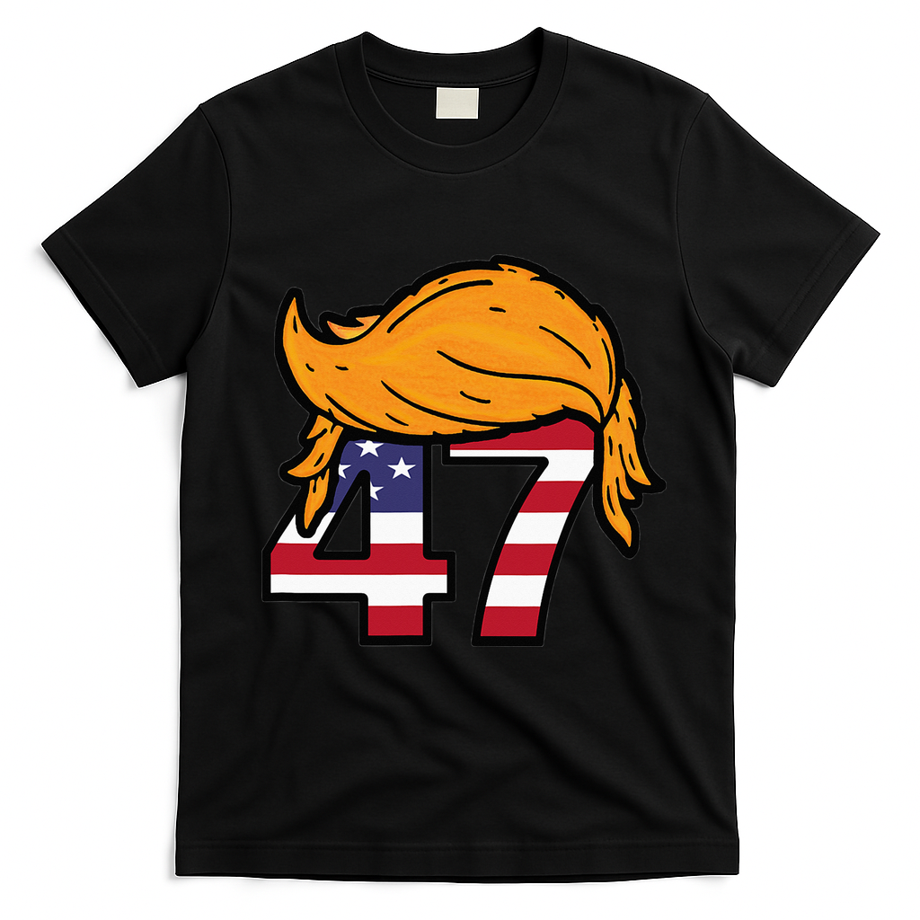 TRUMP 47th President Hair T-Shirt - Black
