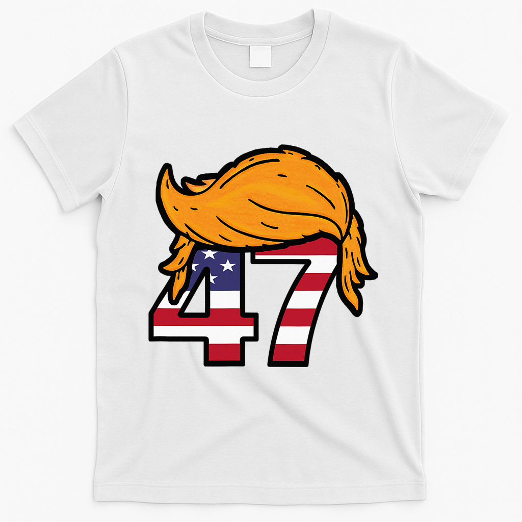 TRUMP 47th President Hair T-Shirt - White