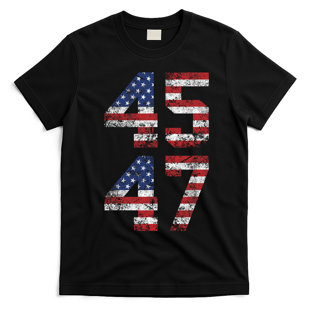 Trump 2024 45 47 Vintage Usa Flag T-Shirt - Black