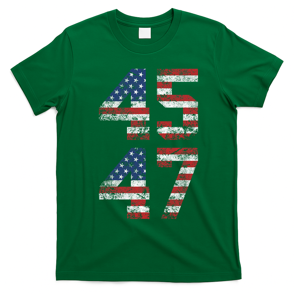 Trump 2024 45 47 Vintage Usa Flag T-Shirt - Irish Green