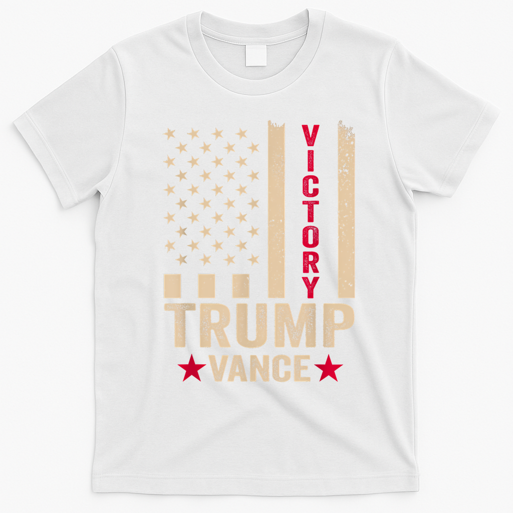 Trump 2024 Flag Victory J.D.Vance President 47 Trump Won T-Shirt - White