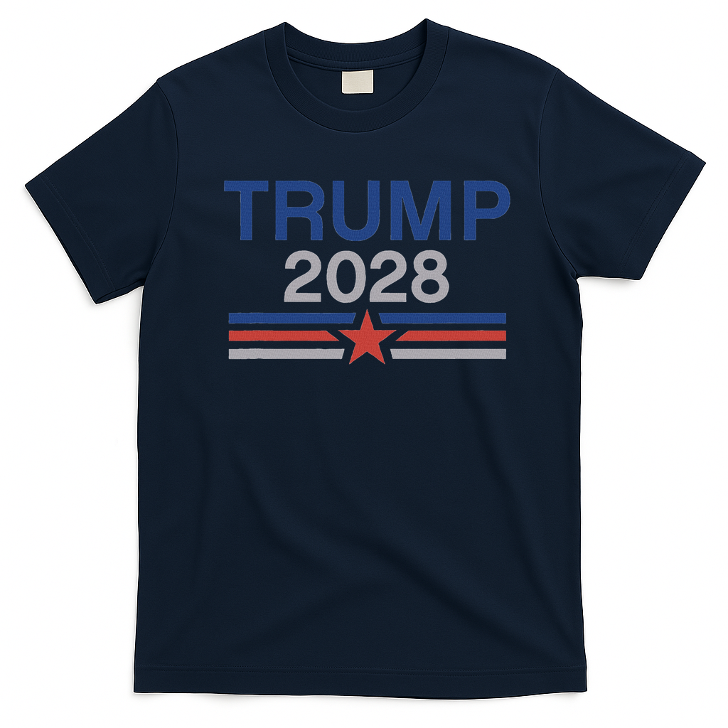 Trump 2028 Minimalist Retro Patriotic Trump Inauguration T-Shirt - Navy Blue