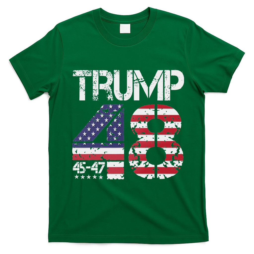 Trump 2028 President 45 47 48 American Flag Trump 2028 T-Shirt - Irish Green
